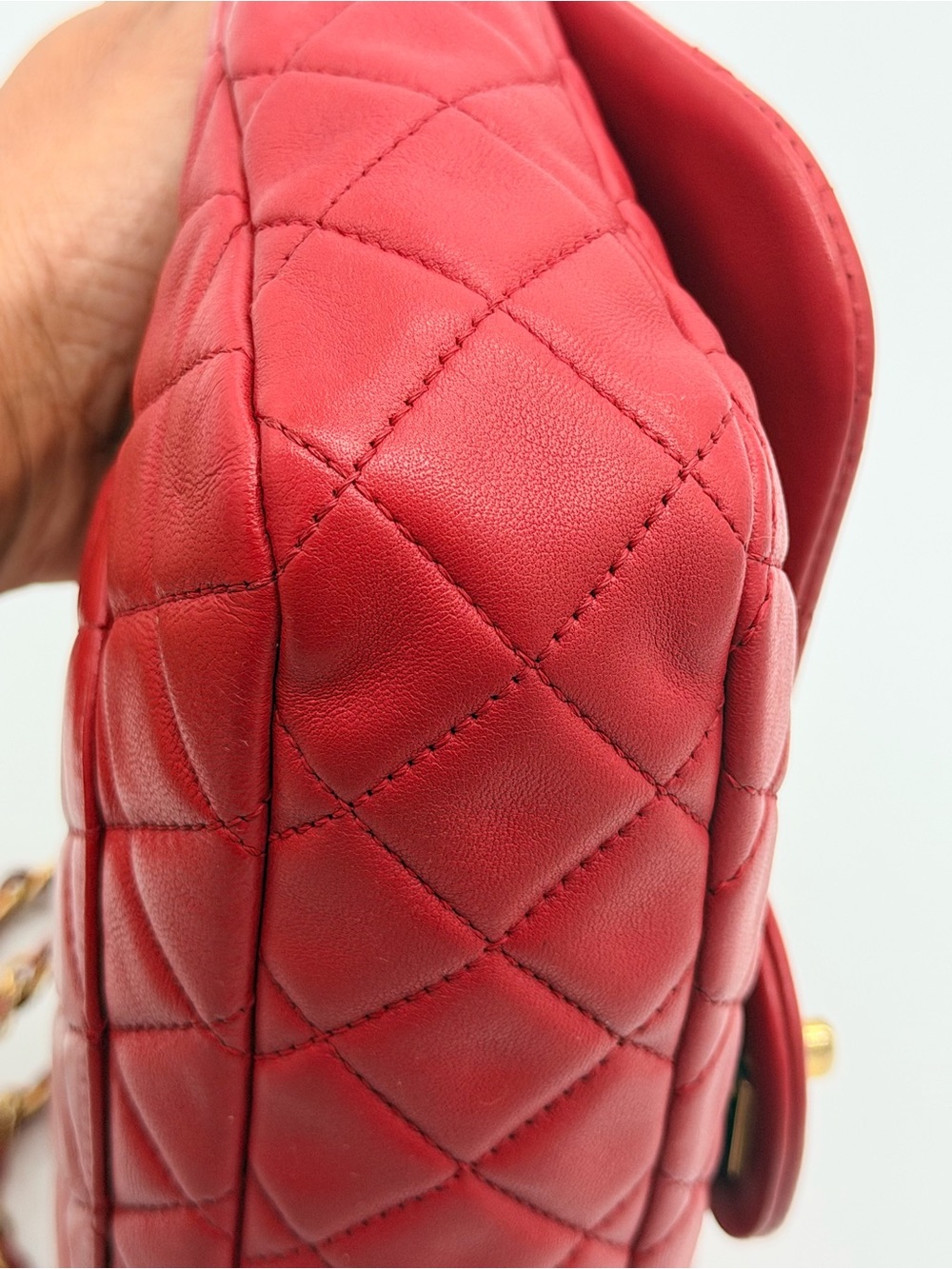 CHANEL Red Quilted Leather Shoulder Bag with Charm Chain COA READY - Picture 11 of 16